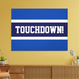 TOUCHDOWN Fun Navy Fett Blue White Gray Streifen Leinwanddruck