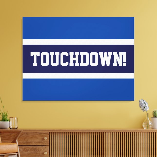TOUCHDOWN Fun Navy Fett Blue White Gray Streifen Leinwanddruck (Insitu (Wohnzimmer))