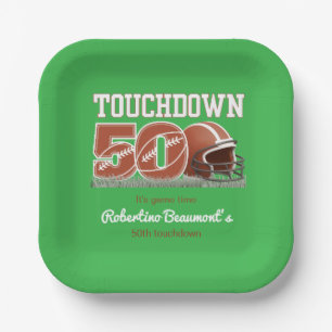Touchdown Fünfzig Lustiger Fußball 50. Geburtstag Pappteller