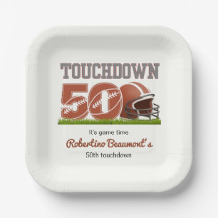 Touchdown Fünfzig Lustiger Fußball 50. Geburtstag Pappteller