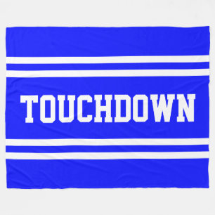 TOUCHDOWN Hellblaue weiße Text-Rennstreifen Fleecedecke