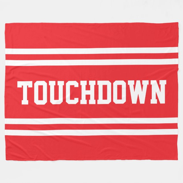 TOUCHDOWN Helle rote weiße Text-Rennstreifen Fleecedecke (Vorderseite (Horizontal))