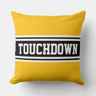 TOUCHDOWN Hellgelb Orange Schwarz Weiß Streifen Kissen