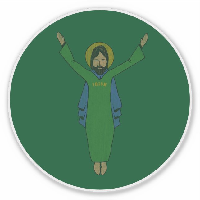 Touchdown Jesus Vintag stört dunkelgrün Aufkleber (Vorderseite)