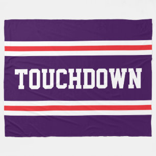 TOUCHDOWN Lila Rot Weiß Text Rennstreifen Fleecedecke