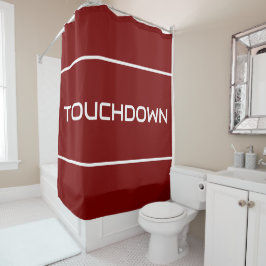 TOUCHDOWN Modern White Text Stripes On Bold Red Duschvorhang