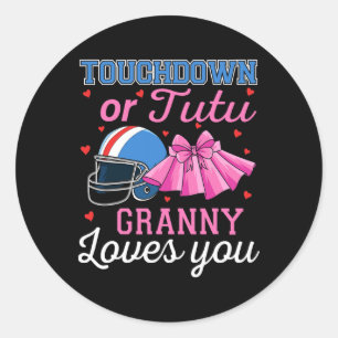Touchdown oder Tutu Oma liebt dich Fußball Geschle Runder Aufkleber
