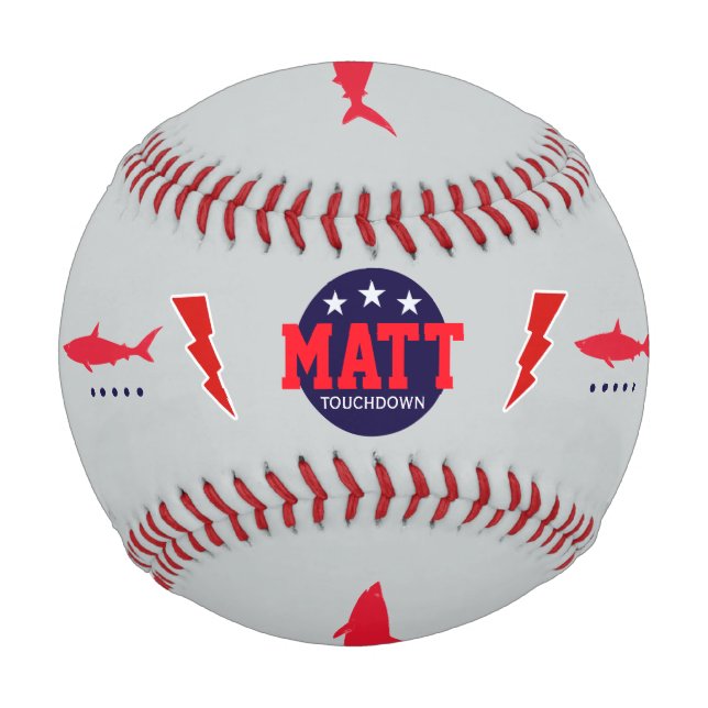 Touchdown personalisiert mit Haien und Schrauben Baseball (Vorderseite)