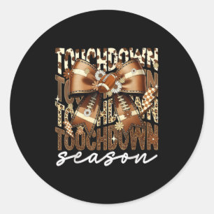 Touchdown Season American Football Bow Game Day Runder Aufkleber