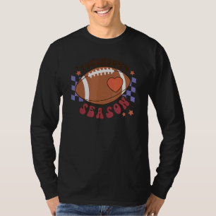 Touchdown Season Fußball Day Retro Groovy Schachbr T-Shirt
