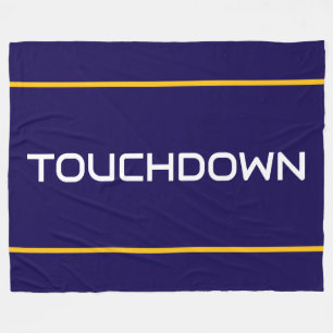 TOUCHDOWN Spaß Weißer Text Orange Navy Blau Streif Fleecedecke