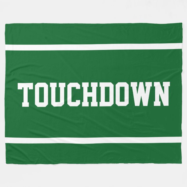 TOUCHDOWN Sporty White Text Stripes On Deep Green Fleecedecke (Vorderseite (Horizontal))