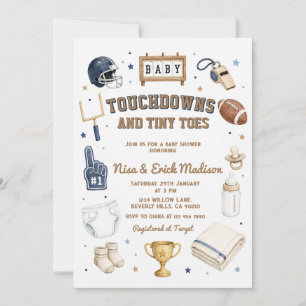 Touchdown Tiny Toes Windel-Paar-Baby-Party Einladung