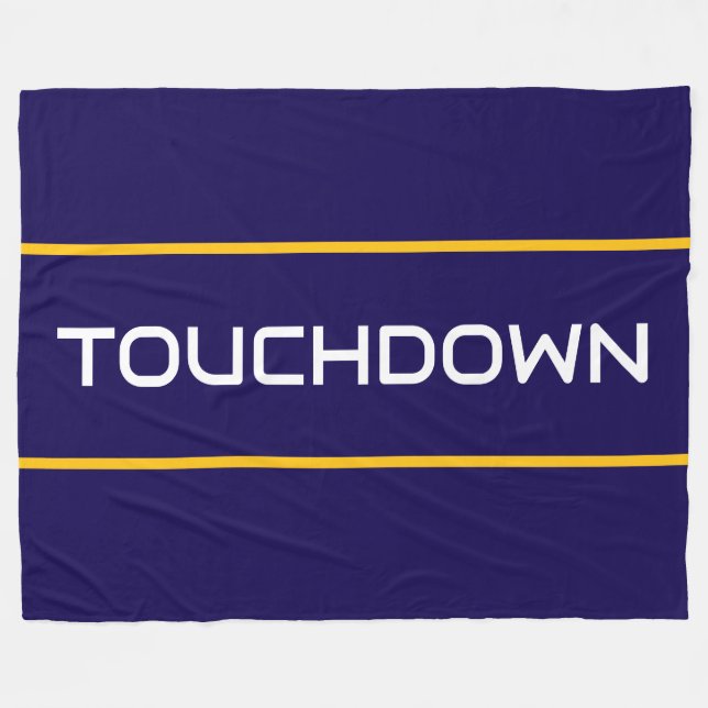 TOUCHDOWN Weißer Text Golden Orange Navy Streifen  Fleecedecke (Vorderseite (Horizontal))