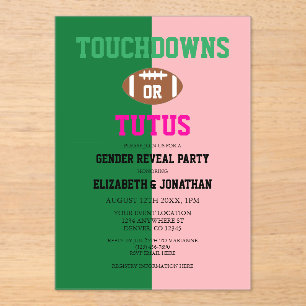 Touchdowns oder Tutus Gender Reveal Acryleinladungen