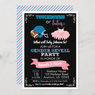 TOUCHDOWNS ODER TUTUS Gender Reveal Baby Shower Einladung