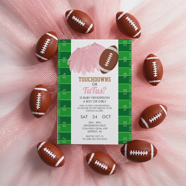 Touchdowns oder Tutus Gender Reveal Einladung (Touchdowns or Tutus Gender Reveal Invitation)