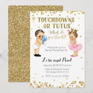 Touchdowns oder Tutus Gender Reveal Einladung Gold