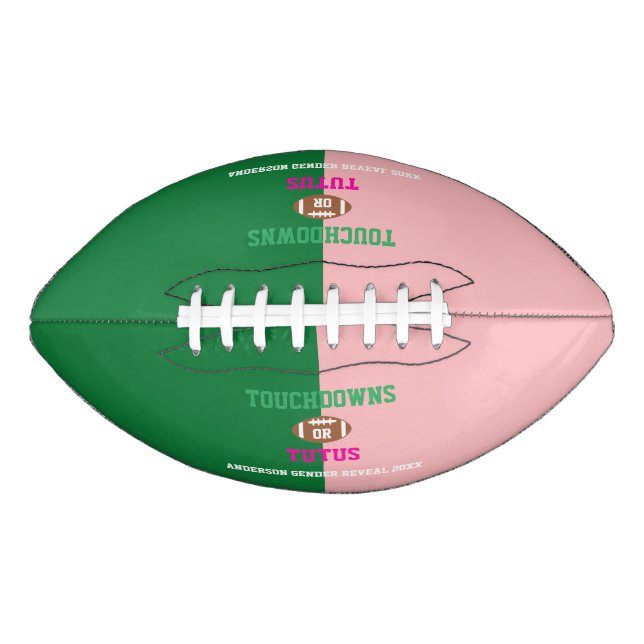 Touchdowns oder Tutus Gender Reveal Football (Vorderseite)