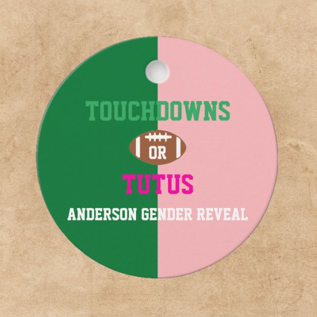 Touchdowns oder Tutus Gender Reveal Geschenkanhänger (Von Creator hochgeladen)