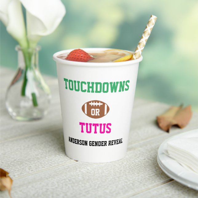 Touchdowns oder Tutus Gender Reveal Pappbecher (In Situ)