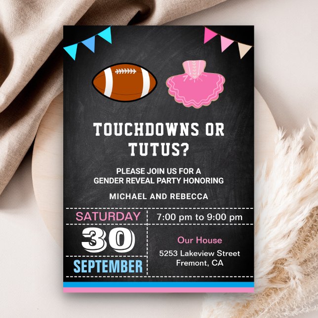 Touchdowns oder Tutus Gender Reveal Party Einladung (Von Creator hochgeladen)