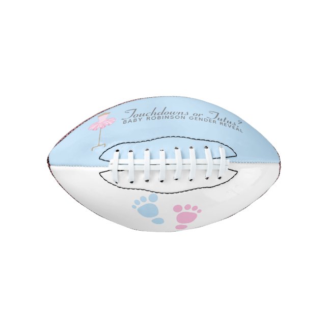 Touchdowns oder Tutus Gender Reveal Party Football (Vorderseite)