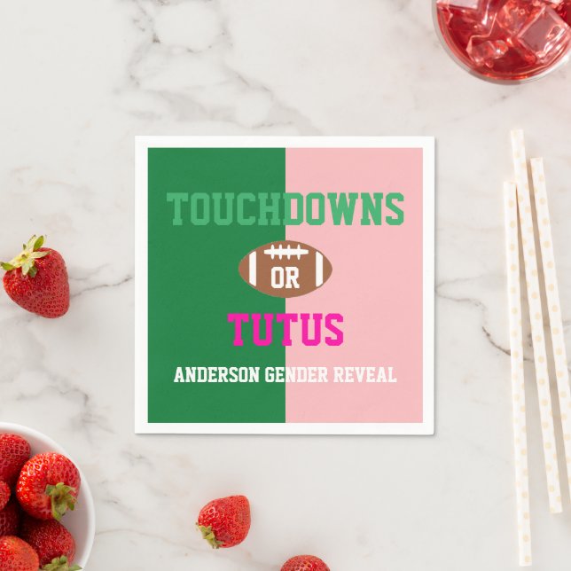 Touchdowns oder Tutus Gender Reveal Serviette (Beispiel)