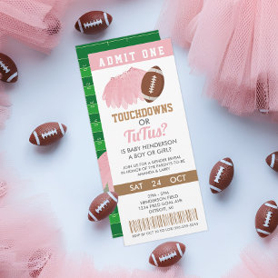 Touchdowns oder Tutus Geschlecht Enthüllung Ticket Einladung