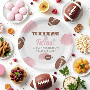 Touchdowns oder Tutus Geschlechter-Enthüllung Pappteller