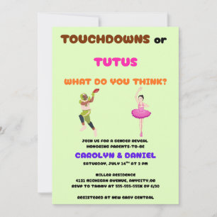 Touchdowns oder Tutus Geschlechtsenthüllungsfeier Einladung