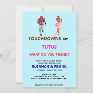 Touchdowns oder Tutus Geschlechtsenthüllungsfeier Einladung
