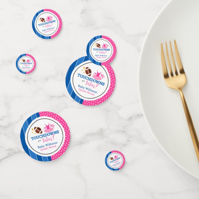 Touchdowns oder Tutus Pink Blue Gender Reveal Part Konfetti (Gruppe)