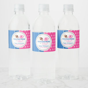 Touchdowns oder Tutus Pink Blue Gender Reveal Part Wasserflaschenetikett