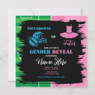 Touchdowns Tutus Pink Blue Gender Reveal Einladung