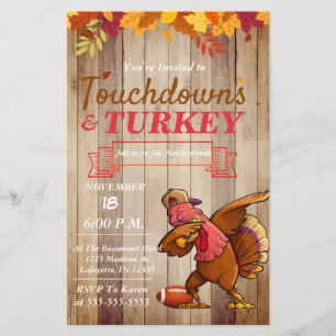 Touchdowns und Türkei Erntedank Einladung Flyer