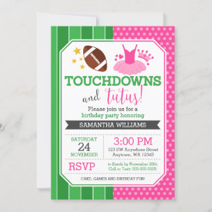 Touchdowns und Tutus Einladungen zum Geburtstag