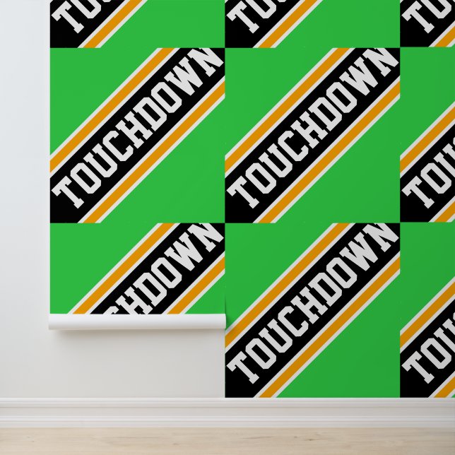 TOUCHDOWT gepolsterte fette, hellgrüne schwarze St Tapete (Anwendung)