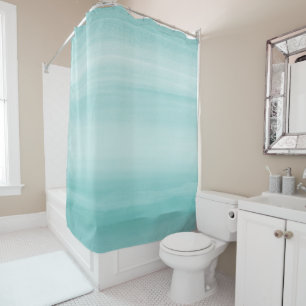 Touchen Aqua Blue Wasserfarbe Abstrakt #2 Duschvorhang