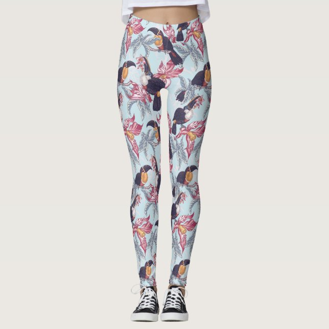 Toucher mit exotischer Blume Leggings (Vorderseite)
