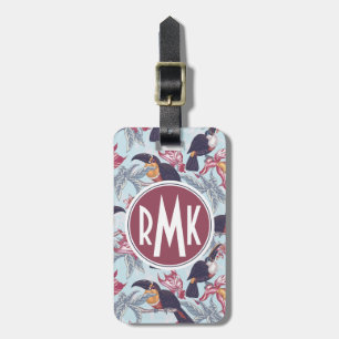Toucher mit exotischer Blume Monogramm Gepäckanhänger