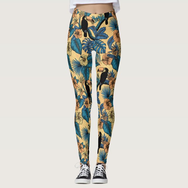 Touchgarten in Gelb und Blau Leggings (Vorderseite)
