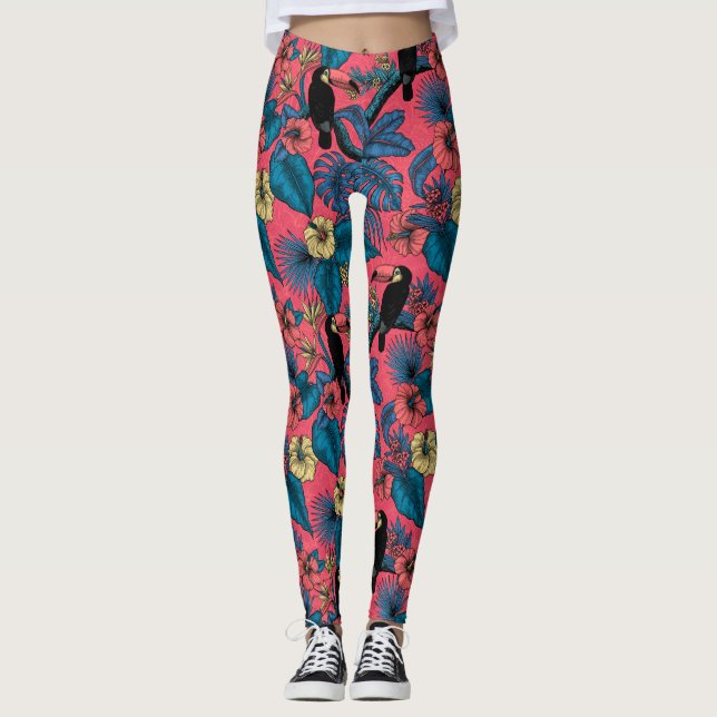 Touchgarten in Rot und Blau Leggings (Vorderseite)
