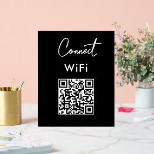 Touchless Menu QR Connect WiFi Black Acrylschild