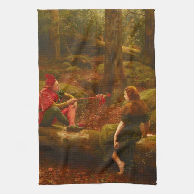 Touchstone und Audrey (Im Wald von Arden) Geschirrtuch (Vertikal)