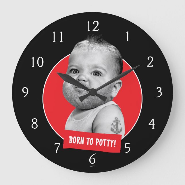Tough Beared Baby Boy Große Wanduhr (Vorderseite)