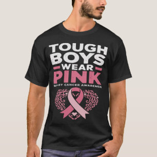 Tough Boys Pink Ribbon Brustkrebsbewusstsein T-Shirt