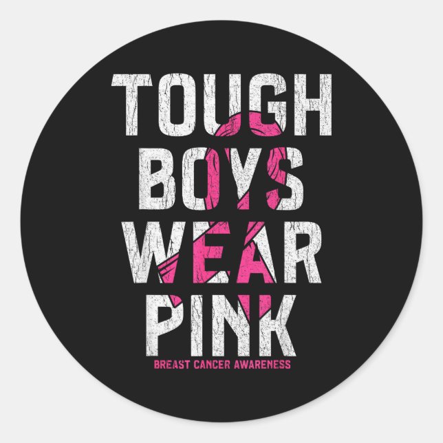 Tough Boys Wear Nk Breast Cancer Awareness Shirts  Runder Aufkleber (Vorderseite)
