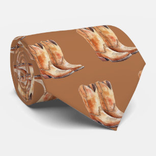Tough Brown Cowboy Boots Neck Tie Krawatte