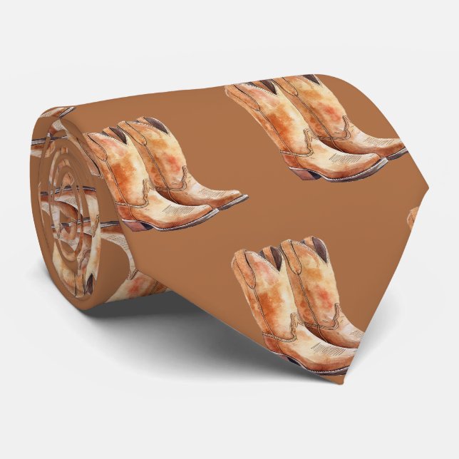 Tough Brown Cowboy Boots Neck Tie Krawatte (Gerollt)